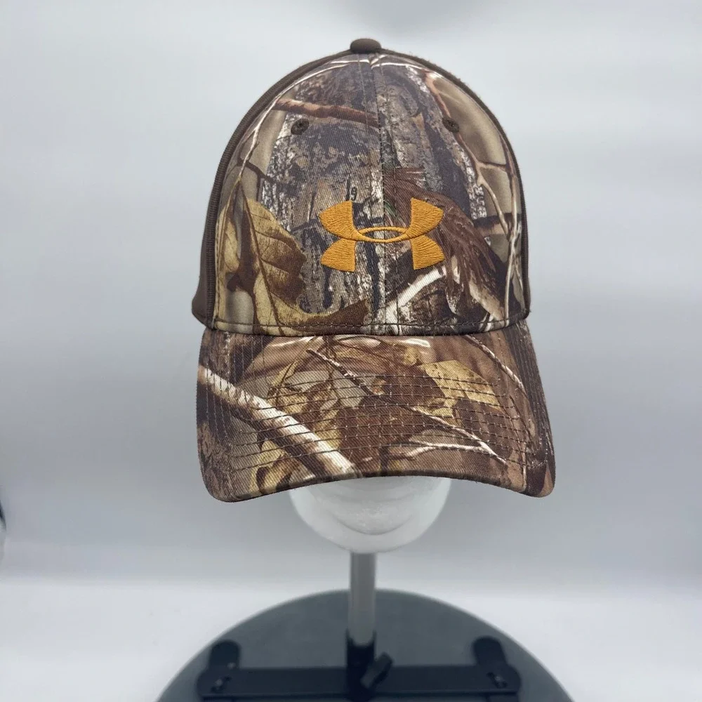 Under Armour Size Large Brown Camo 4-Way Stretch Fit Cap RealTree Hunting Hat
